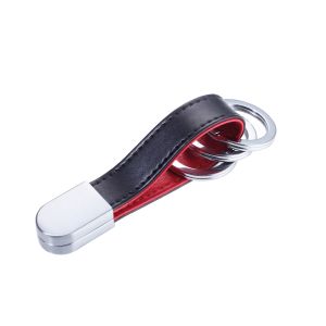 Troika Twister Sleutelhanger rond, rood leer