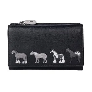 Mala Leather Dames Portemonnee van Leer met Paardenmotief